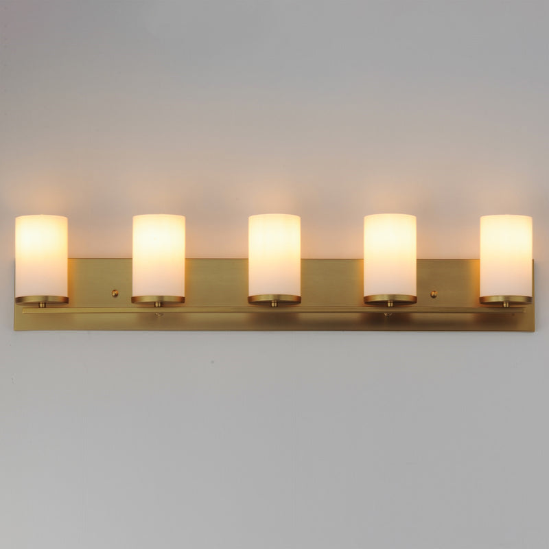 Maxim Lighting Lateral 5 Light Bath Vanity, Satin Brass/Satin White