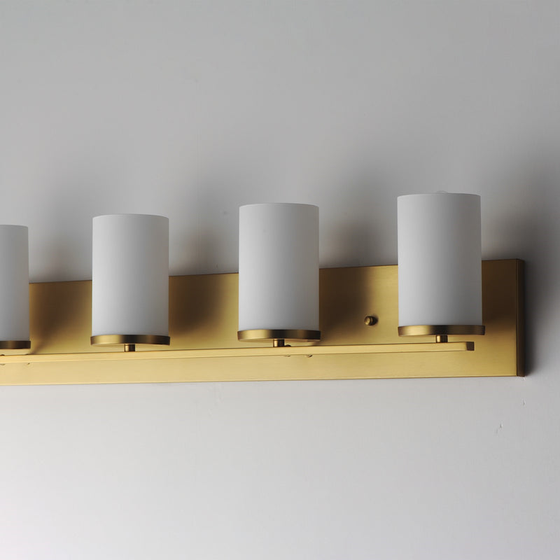 Maxim Lighting Lateral 5 Light Bath Vanity, Satin Brass/Satin White