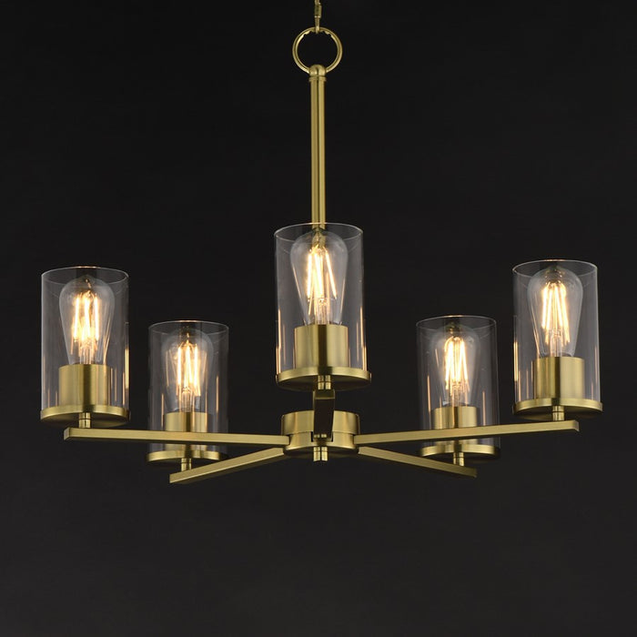 Maxim Lighting Lateral 5 Light 18.5" Chandelier, Satin Brass/Clear