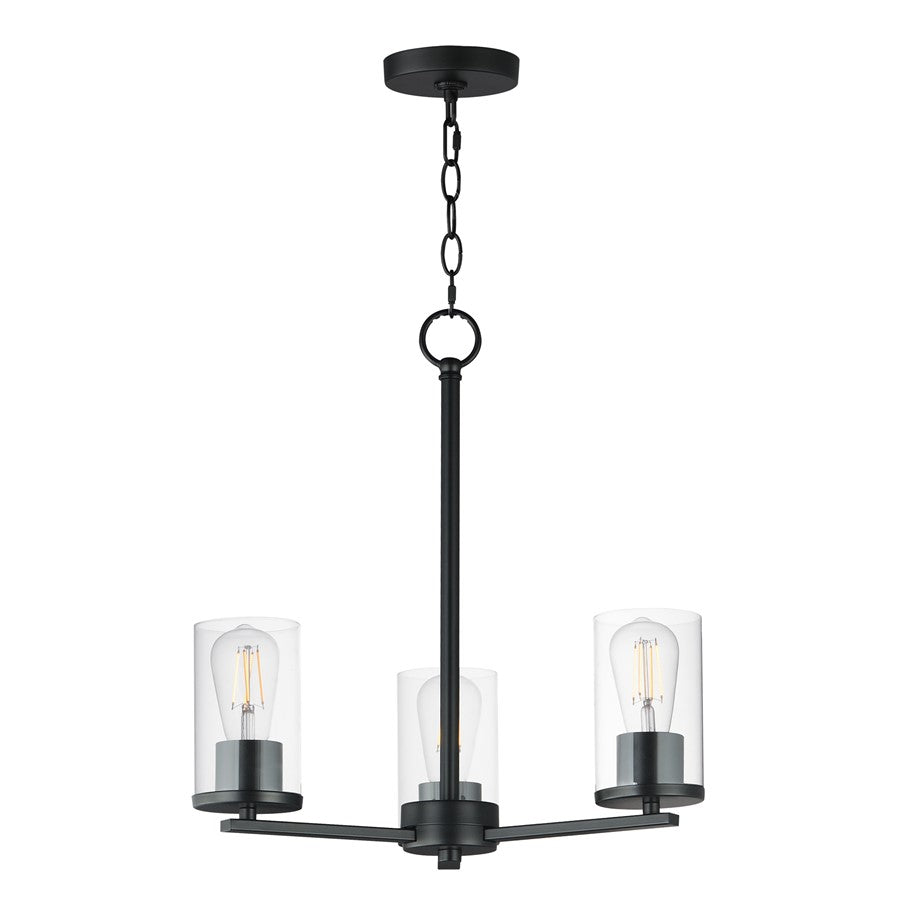 Maxim Lighting Lateral 3 Light 18" Chandelier, Black/Clear - 10287CLBK