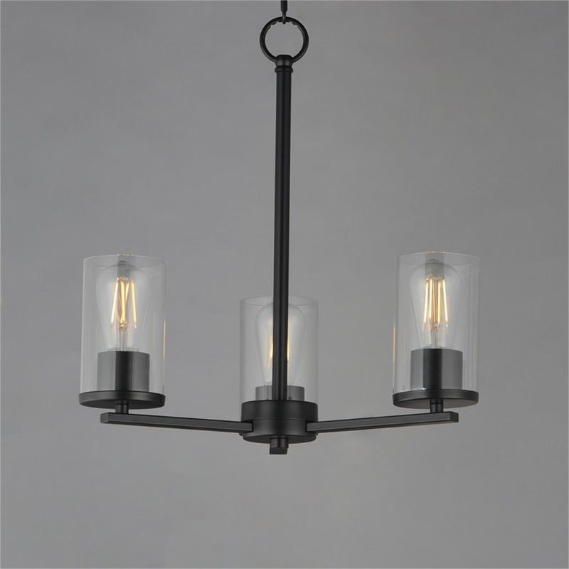 Maxim Lighting Lateral 3 Light 18" Chandelier, Black/Clear