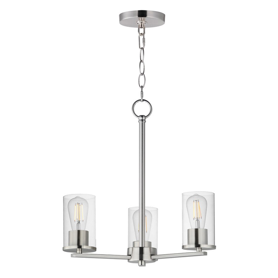Maxim Lighting Lateral 3 Light 18" Chandelier, Satin Nickel/Clear - 10287CLSN
