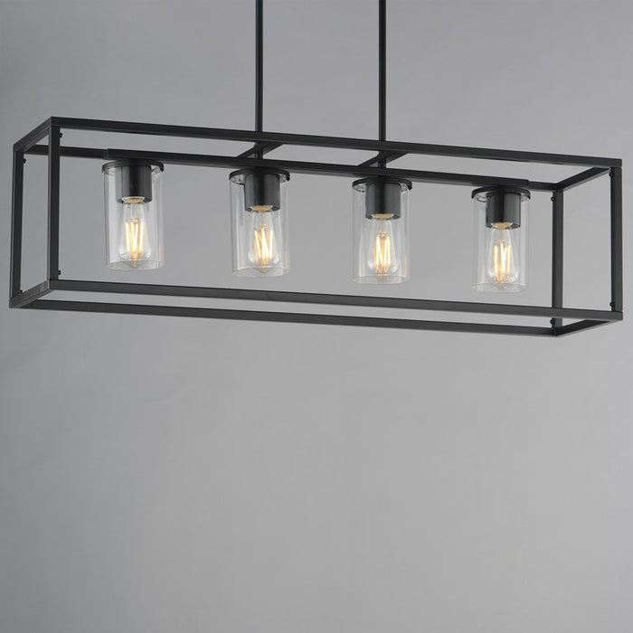 Maxim Lighting Lateral 4 Light 10" Linear Pendant, Black/Clear