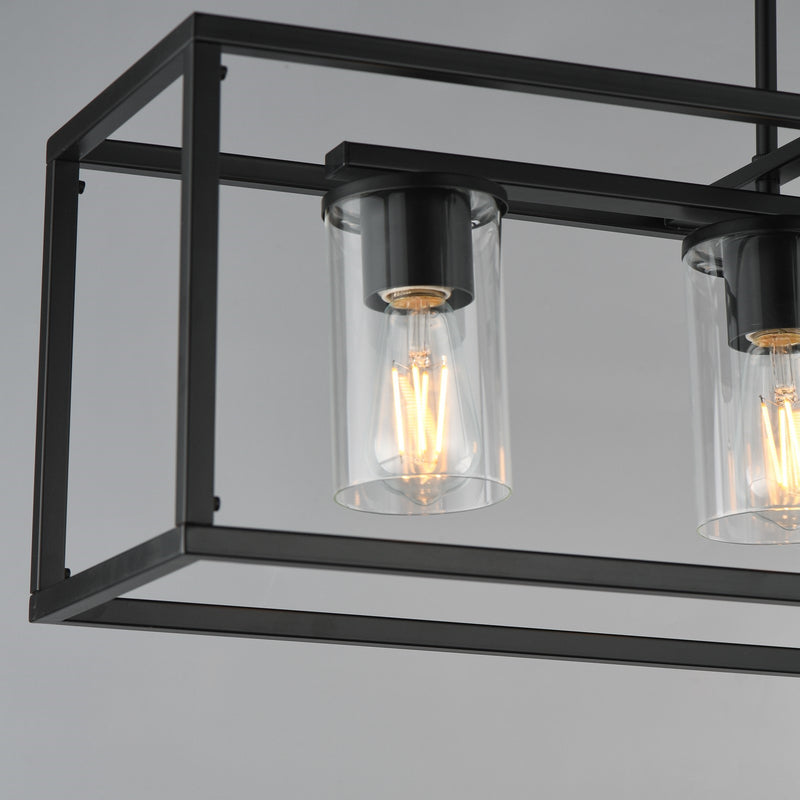 Maxim Lighting Lateral 4 Light 10" Linear Pendant, Black/Clear