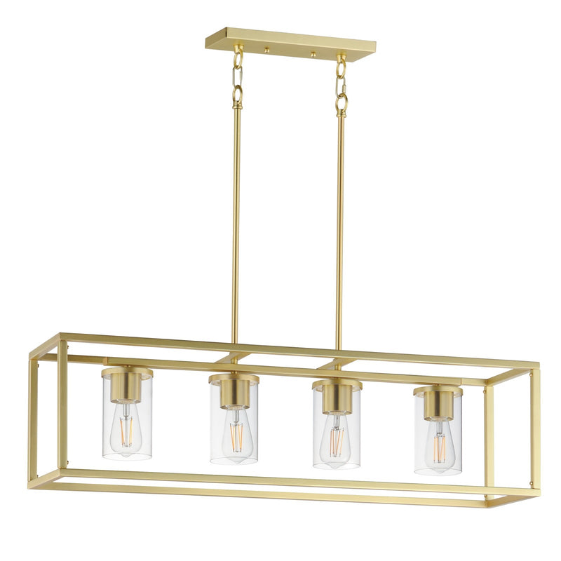Maxim Lighting Lateral 4Lt 10" Linear Pendant, Satin Brass/Clear
