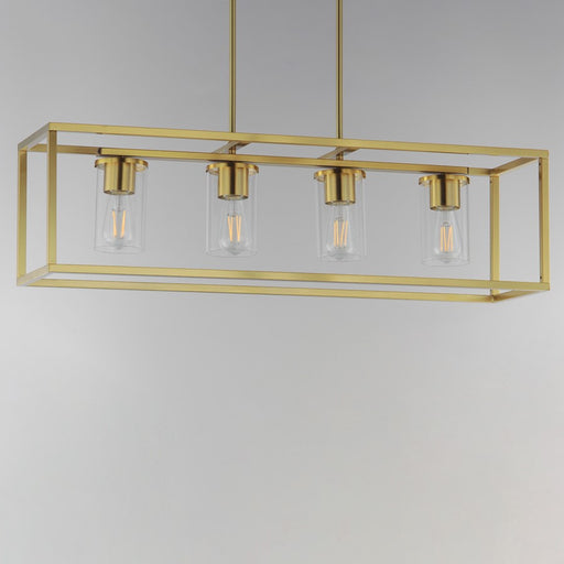 Maxim Lighting Lateral 4Lt 10" Linear Pendant, Satin Brass/Clear