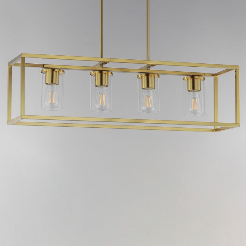 Maxim Lighting Lateral 4Lt 10" Linear Pendant, Satin Brass/Clear