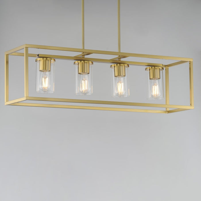 Maxim Lighting Lateral 4Lt 10" Linear Pendant, Satin Brass/Clear
