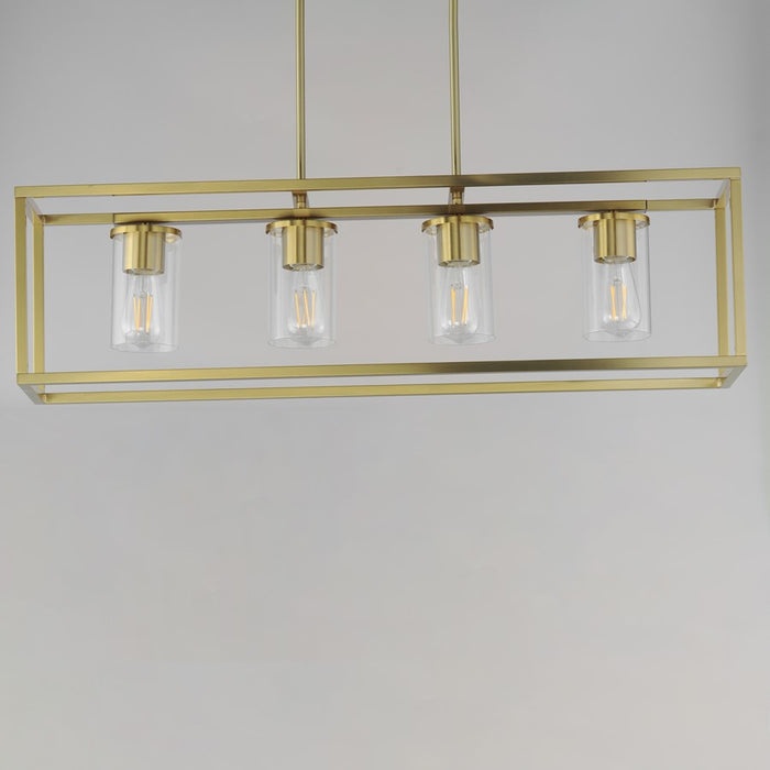 Maxim Lighting Lateral 4Lt 10" Linear Pendant, Satin Brass/Clear