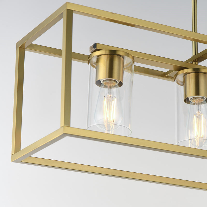Maxim Lighting Lateral 4Lt 10" Linear Pendant, Satin Brass/Clear