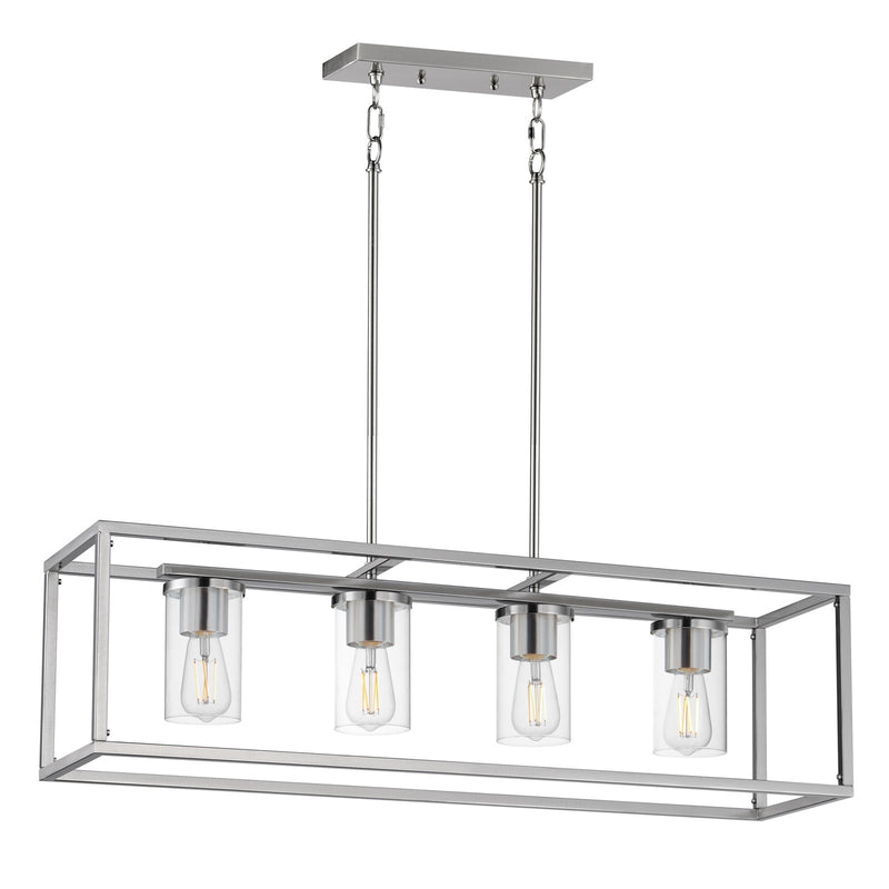 Maxim Lighting Lateral 4Lt 10" Linear Pendant, Satin Nickel/Clear