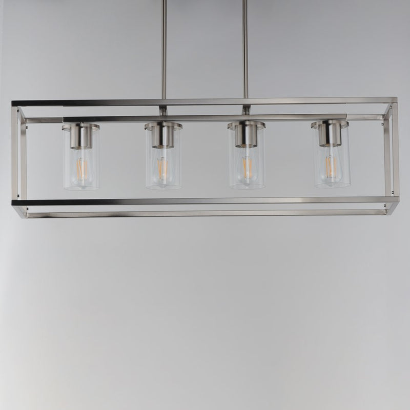 Maxim Lighting Lateral 4Lt 10" Linear Pendant, Satin Nickel/Clear