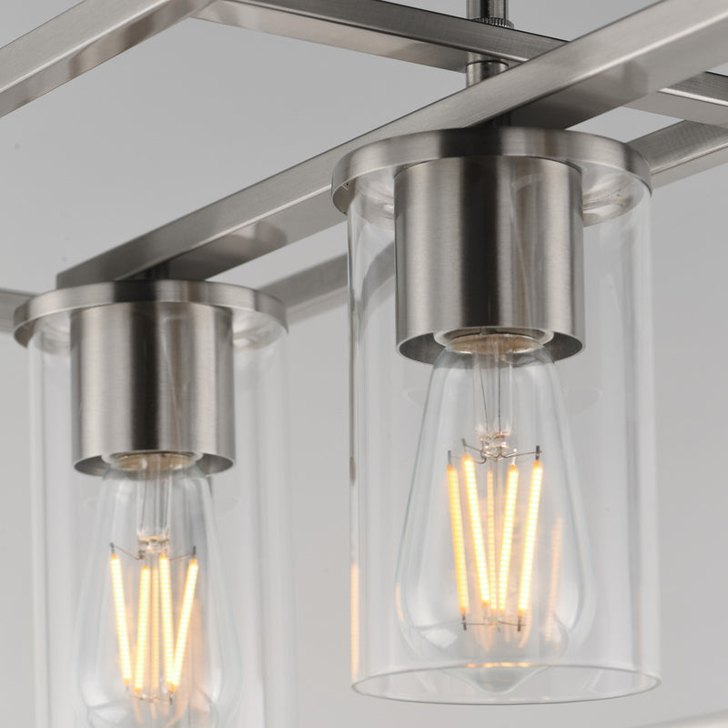 Maxim Lighting Lateral 4Lt 10" Linear Pendant, Satin Nickel/Clear