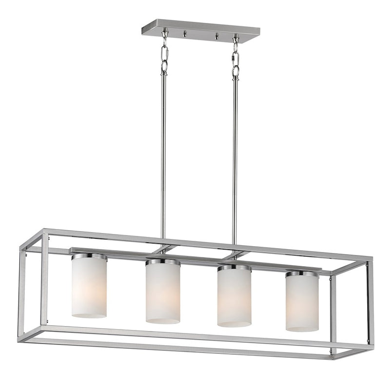 Maxim Lighting Lateral 4 Light Linear Pendant, Nickel/White