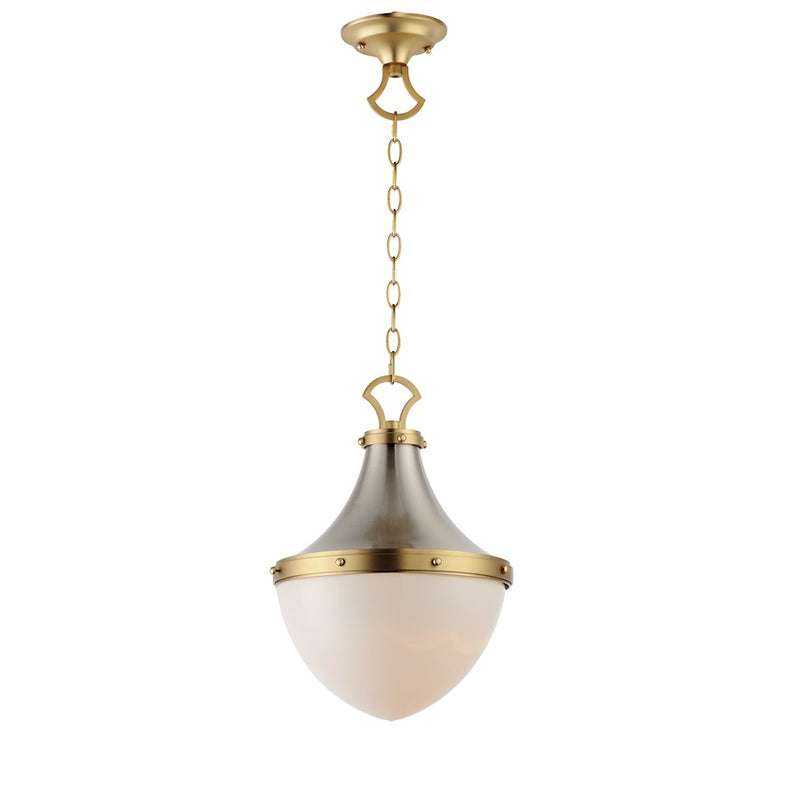 Maxim Lighting Conrad 1 Light Pendant, Nickel/Brass/White