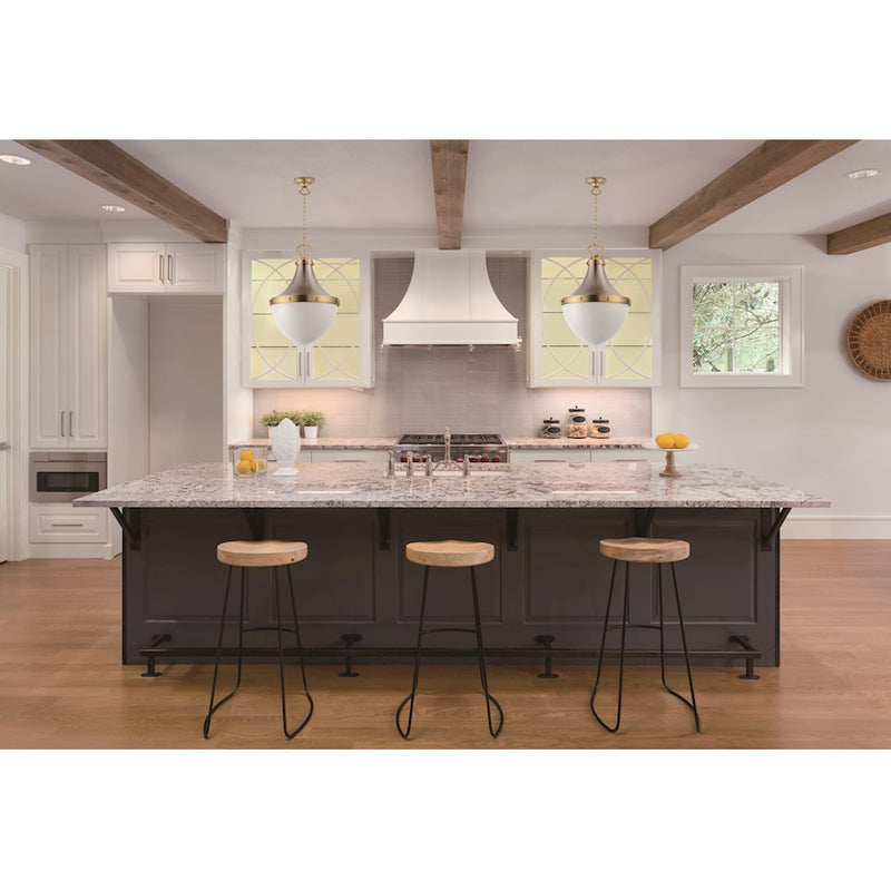 Maxim Lighting Conrad 1 Light Pendant, Nickel/Brass/White