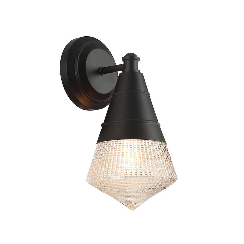 Maxim Lighting Hargreaves 1Lt Wall Sconce, Black/Prairie Rib Frost