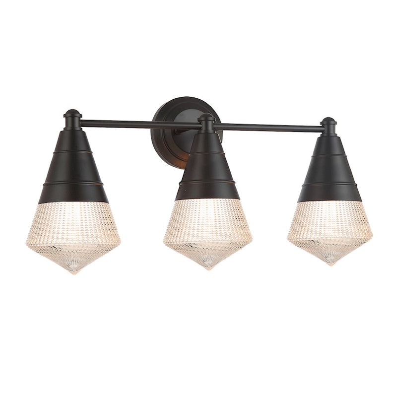 Maxim Lighting Hargreaves 3Lt Bath Vanity, Black/Prairie Rib Frost