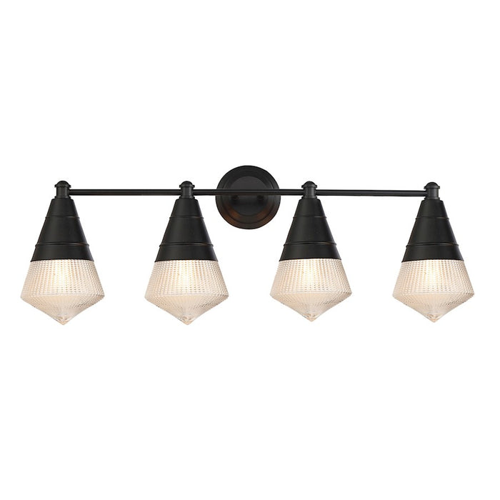 Maxim Lighting Hargreaves 4Lt Bath Vanity, Black/Prairie Rib Frost - 10394PRBK