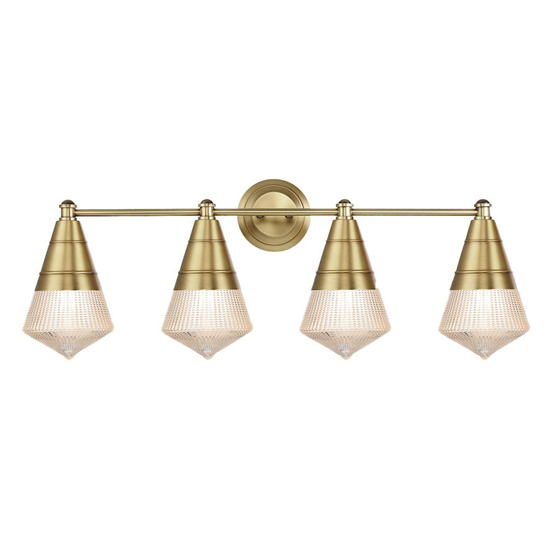 Maxim Lighting Hargreaves 4Lt Bath Vanity, Brass/Prairie Rib Frost