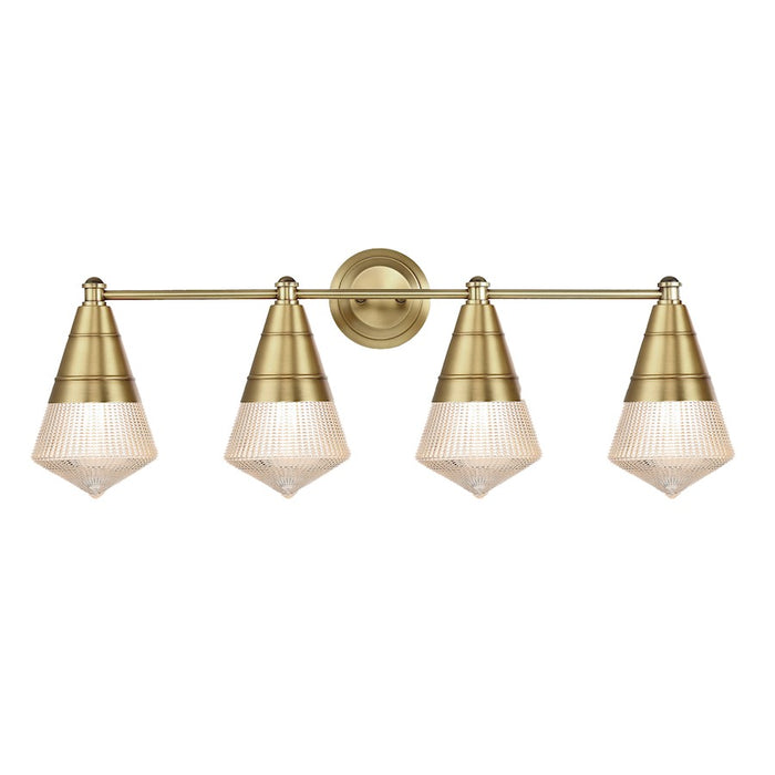 Maxim Lighting Hargreaves 4Lt Bath Vanity, Brass/Prairie Rib Frost - 10394PRNAB