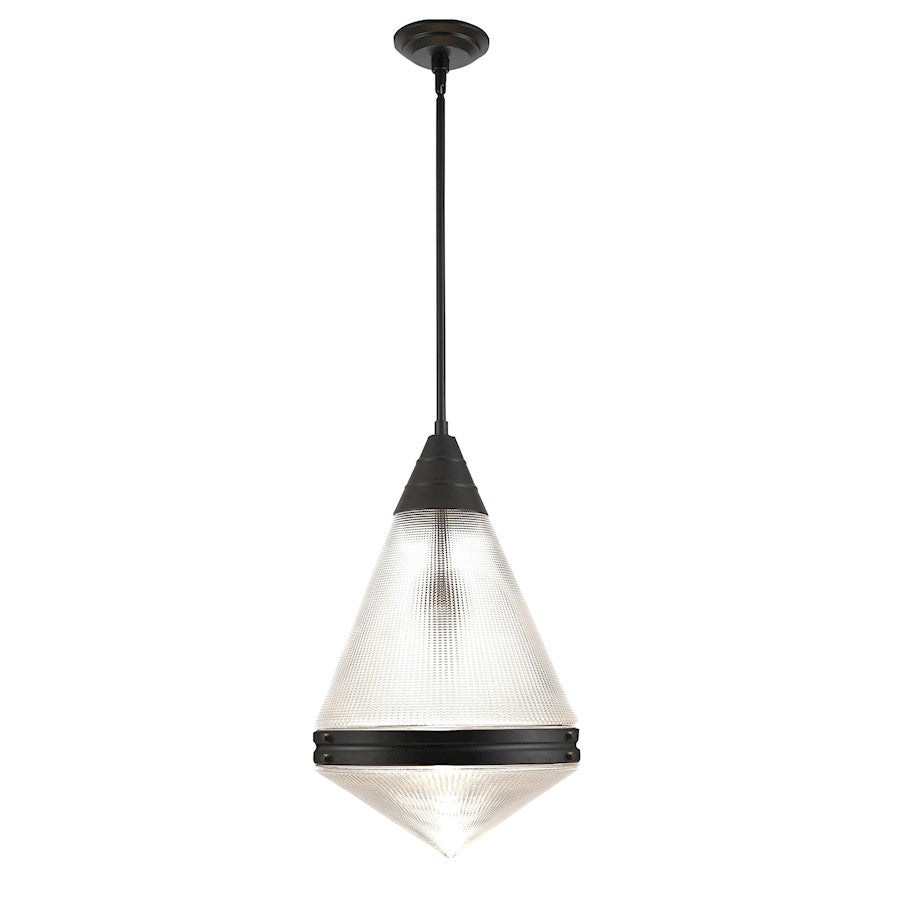 Maxim Lighting Hargreaves 1 Light Pendant, Black/Prairie Rib Frost - 10395PRBK