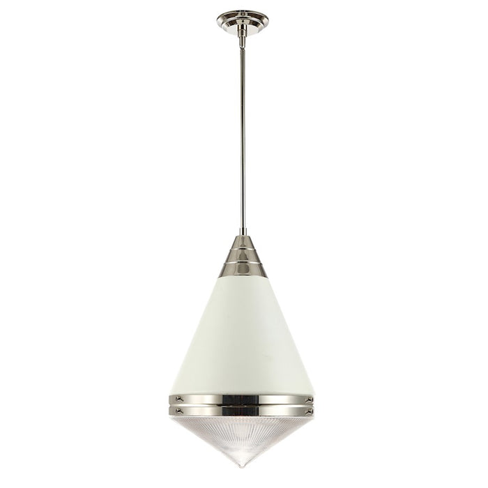 Maxim Lighting Hargreaves 1Lt Pendant, WH/Nickel/Prairie Rib Frost - 10396PRWTPN