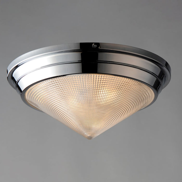 Maxim Lighting Hargreaves 3Lt Flush Mount, Nickel/Prairie Rib Frost