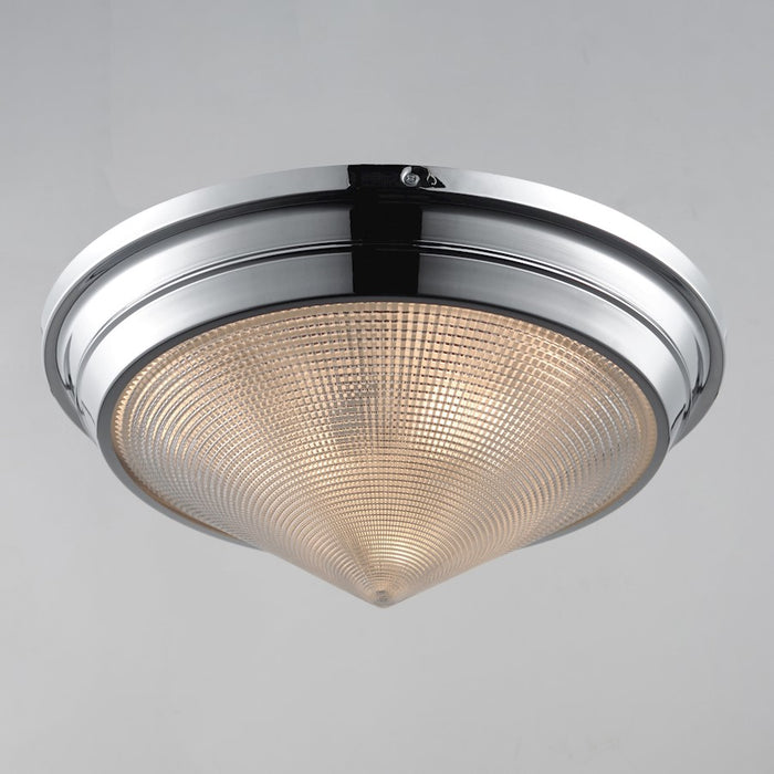 Maxim Lighting Hargreaves 3Lt Flush Mount, Nickel/Prairie Rib Frost