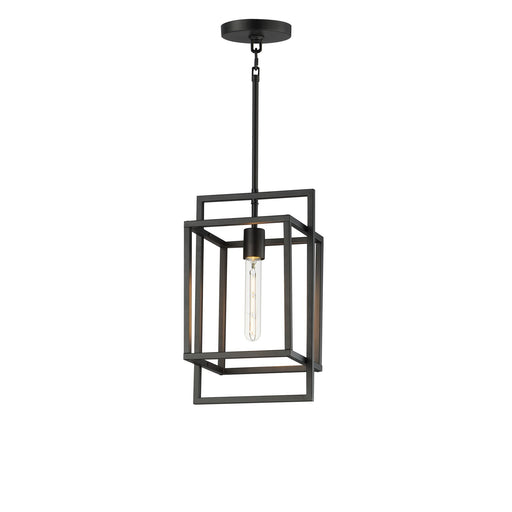 Maxim Lighting Gridline 9in 1-Light Pendant | Modern Black Steel Open Frame | Kitchen Island & Dining Room | 9 x 8 x 15.25 in | Model 10411BK