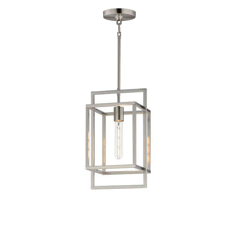 Maxim Lighting Gridline 9in 1-Light Pendant | Modern Satin Nickel Steel Open Frame | Kitchen Island & Dining Room | 9 x 8 x 15.25 in | Model 10411SN