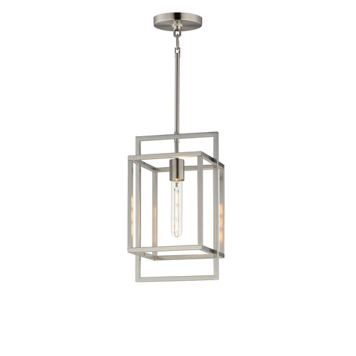 Maxim Lighting Gridline 9in 1-Light Pendant | Modern Satin Nickel Steel Open Frame | Kitchen Island & Dining Room | 9 x 8 x 15.25 in | Model 10411SN