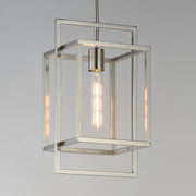 Maxim Lighting Gridline 9in 1-Light Pendant | Modern Satin Nickel Steel Open Frame | Kitchen Island & Dining Room | 9 x 8 x 15.25 in | Model 10411SN
