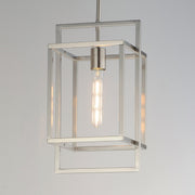 Maxim Lighting Gridline 9in 1-Light Pendant | Modern Satin Nickel Steel Open Frame | Kitchen Island & Dining Room | 9 x 8 x 15.25 in | Model 10411SN