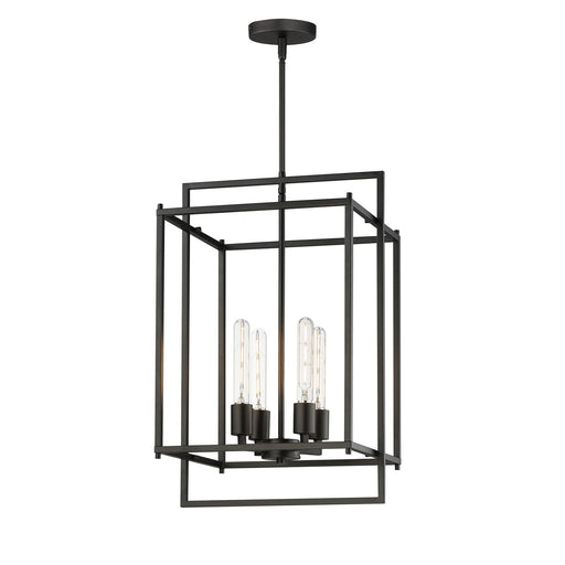 Maxim Lighting Gridline 15in 4-Light Pendant | Modern Black Steel Open Frame | Kitchen Island & Dining Room | 15 x 14 x 24 in | Model 10412BK