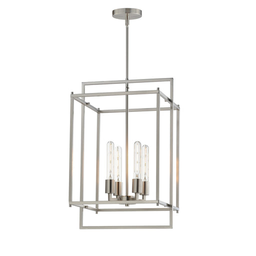 Maxim Lighting Gridline 15in 4-Light Pendant | Modern Satin Nickel Steel | Kitchen Island & Dining Room | 15 x 14 x 24 in | Model 10412SN
