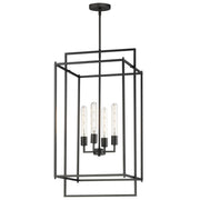 Maxim Lighting Gridline 18in 4-Light Pendant | Modern Matte Black Steel | Kitchen Island & Dining Room | 18 x 17 x 35.5 in | Model 10413BK
