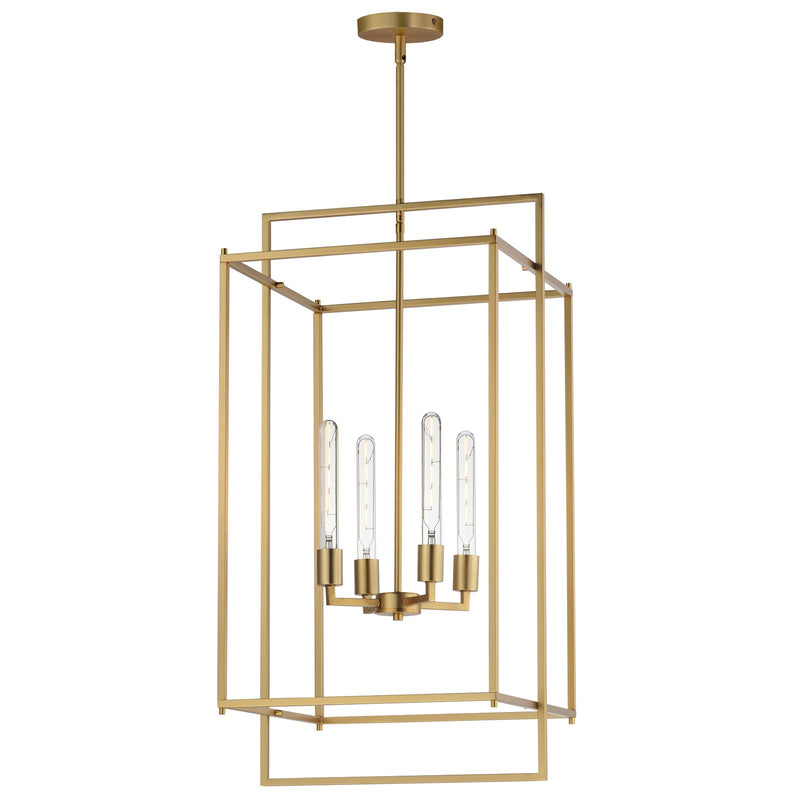 Maxim Lighting Gridline 18in 4-Light Pendant | Modern Natural Aged Brass Steel | Dining Room & Kitchen Island | 18 x 17 x 35.5 in | Model 10413NAB