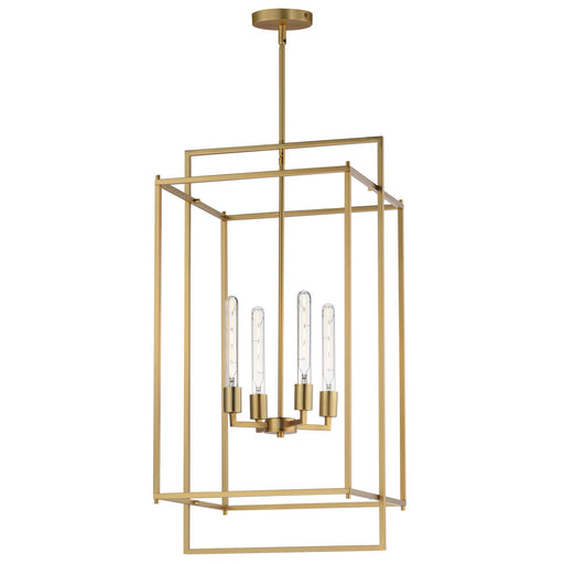 Maxim Lighting Gridline 18in 4-Light Pendant | Modern Natural Aged Brass Steel | Dining Room & Kitchen Island | 18 x 17 x 35.5 in | Model 10413NAB