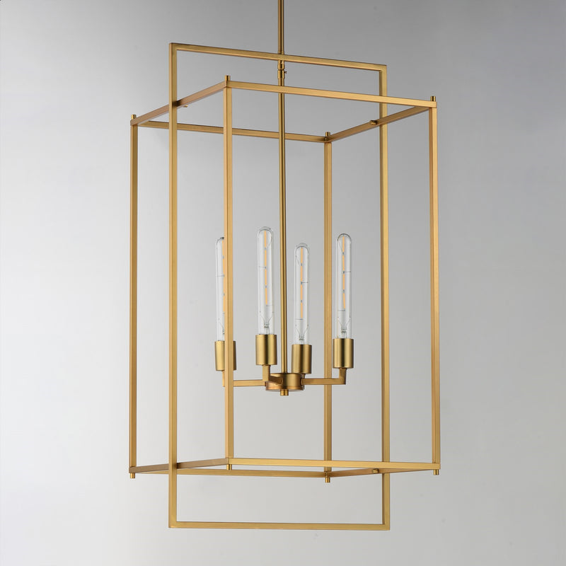 Maxim Lighting Gridline 18in 4-Light Pendant | Modern Natural Aged Brass Steel | Dining Room & Kitchen Island | 18 x 17 x 35.5 in | Model 10413NAB