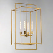 Maxim Lighting Gridline 18in 4-Light Pendant | Modern Natural Aged Brass Steel | Dining Room & Kitchen Island | 18 x 17 x 35.5 in | Model 10413NAB