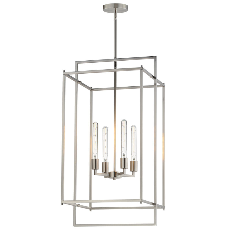 Maxim Lighting Gridline 18in 4-Light Pendant | Modern Satin Nickel Steel | Kitchen Island & Dining Room | 18 x 17 x 35.5 in | Model 10413SN