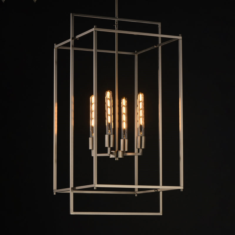 Maxim Lighting Gridline 18in 4-Light Pendant | Modern Satin Nickel Steel | Kitchen Island & Dining Room | 18 x 17 x 35.5 in | Model 10413SN