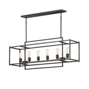 Maxim Lighting Gridline 42in 6-Light Linear Pendant | Modern Matte Black Steel | Kitchen Island & Dining Room | 42 x 10 x 17 in | Model 10416BK