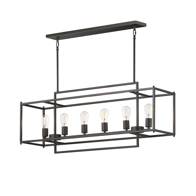 Maxim Lighting Gridline 42in 6-Light Linear Pendant | Modern Matte Black Steel | Kitchen Island & Dining Room | 42 x 10 x 17 in | Model 10416BK