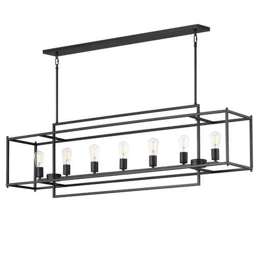 Maxim Lighting Gridline 56in 7-Light Linear Pendant | Modern Black Steel | Kitchen Island & Dining Room | 56 x 10 x 17 in | Model 10417BK