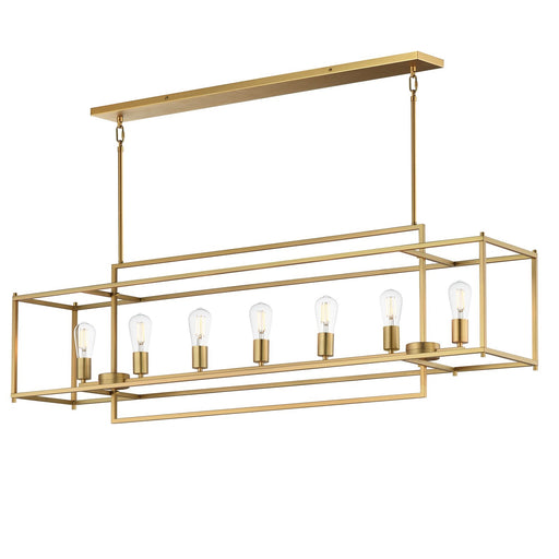 Maxim Lighting Gridline 56in 7-Light Linear Pendant | Modern Natural Aged Brass Steel | Kitchen Island & Dining Room | Model 10417NAB