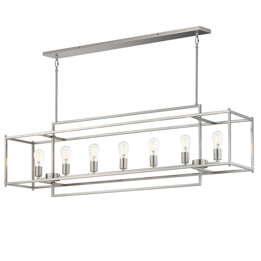 Maxim Lighting Gridline 56in 7-Light Linear Pendant | Modern Satin Nickel Steel | Kitchen Island & Dining Room | 56 x 10 x 17 in | Model 10417SN