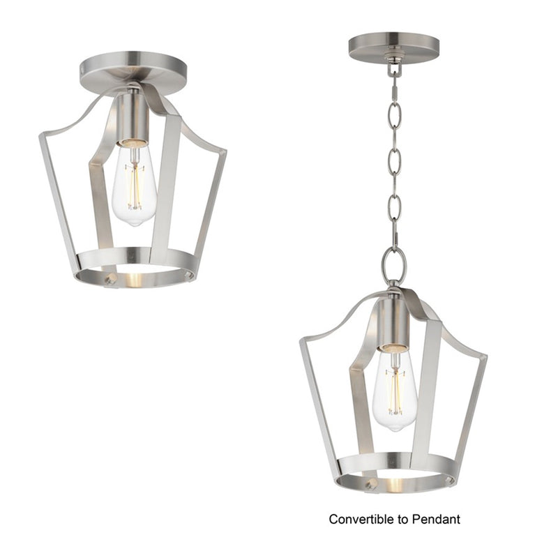 Maxim Lighting Arden 1 Light 10.25" Semi-Flush Mount, Satin Nickel