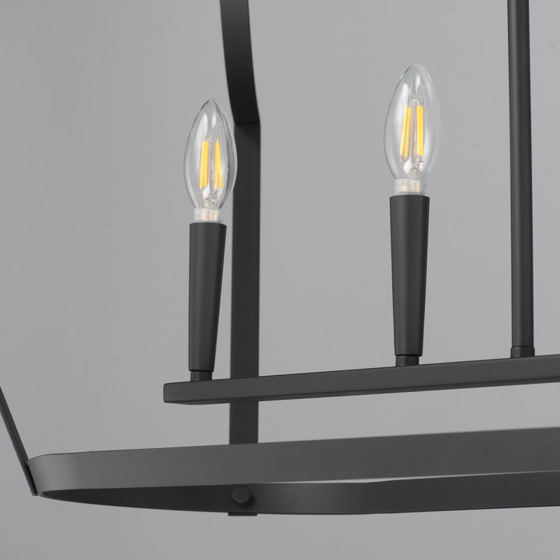 Maxim Arden 48in 6-Light Linear Pendant | Traditional Black Steel Lantern | Kitchen Island & Dining Room | 48 x 14 x 31 in | Model 10427BK